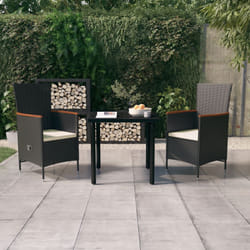 vidaXL Set da Pranzo da Giardino 3 pz con Cuscini Nero