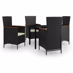 vidaXL Set da Pranzo da Giardino 5 pz con Cuscini Nero - Vista aggiuntiva 2