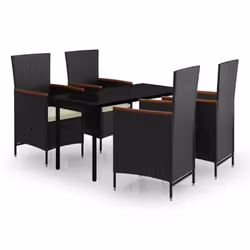 vidaXL Set da Pranzo da Giardino 5 pz con Cuscini Nero - Vista aggiuntiva 2