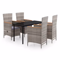 vidaXL Set da Pranzo da Giardino 5 pz con Cuscini Grigio - Vista aggiuntiva 2