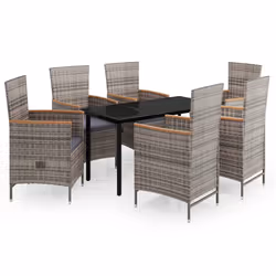 vidaXL Set da Pranzo da Giardino 7 pz con Cuscini Grigio - Vista aggiuntiva 2