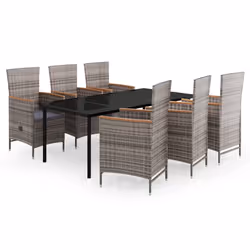 vidaXL Set da Pranzo da Giardino 7 pz con Cuscini Grigio - Vista aggiuntiva 2