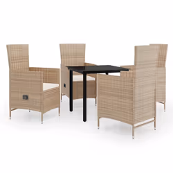 vidaXL Set da Pranzo da Giardino 5 pz con Cuscini Beige - Vista aggiuntiva 2