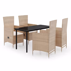 vidaXL Set da Pranzo da Giardino 5 pz con Cuscini Beige - Vista aggiuntiva 2