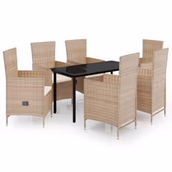 vidaXL Set da Pranzo da Giardino 7 pz con Cuscini Beige - Vista aggiuntiva 2