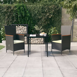 vidaXL Set da Pranzo da Giardino 3 pz con Cuscini Nero