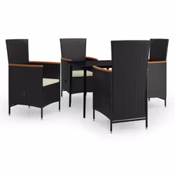 vidaXL Set da Pranzo da Giardino 5 pz con Cuscini Nero - Vista aggiuntiva 2