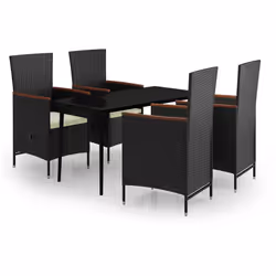 vidaXL Set da Pranzo da Giardino 5 pz con Cuscini Nero - Vista aggiuntiva 2