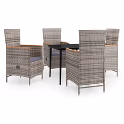 vidaXL Set da Pranzo da Giardino 5 pz con Cuscini Grigio - Vista aggiuntiva 2