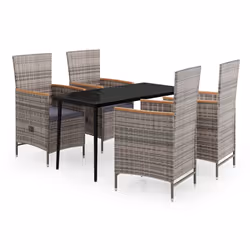 vidaXL Set da Pranzo da Giardino 5 pz con Cuscini Grigio - Vista aggiuntiva 2