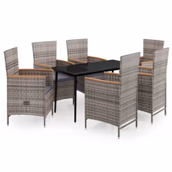 vidaXL Set da Pranzo da Giardino 7 pz con Cuscini Grigio - Vista aggiuntiva 2