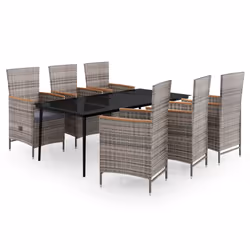 vidaXL Set da Pranzo da Giardino 7 pz con Cuscini Grigio - Vista aggiuntiva 2
