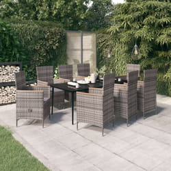 vidaXL Set da Pranzo da Giardino 9 pz con Cuscini Grigio