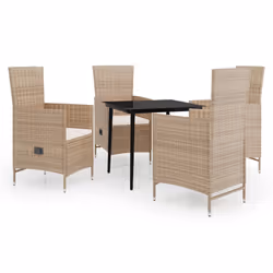 vidaXL Set da Pranzo da Giardino 5 pz con Cuscini Beige - Vista aggiuntiva 2