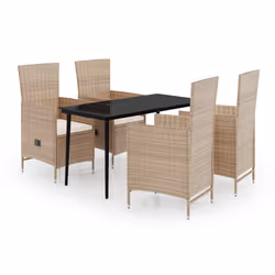 vidaXL Set da Pranzo da Giardino 5 pz con Cuscini Beige - Vista aggiuntiva 2