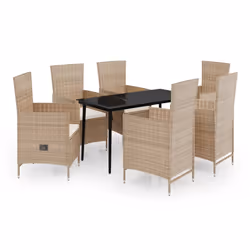vidaXL Set da Pranzo da Giardino 7 pz con Cuscini Beige - Vista aggiuntiva 2