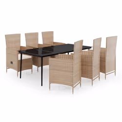 vidaXL Set da Pranzo da Giardino 7 pz con Cuscini Beige - Vista aggiuntiva 2