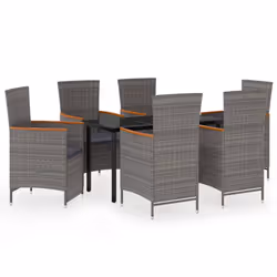 vidaXL Set da Pranzo da Giardino 7 pz con Cuscini Grigio - Vista aggiuntiva 2