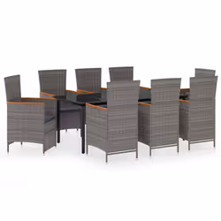 vidaXL Set da Pranzo da Giardino 9 pz con Cuscini Grigio - Vista aggiuntiva 2