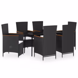vidaXL Set da Pranzo da Giardino 7 pz con Cuscini Nero - Vista aggiuntiva 2