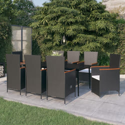 vidaXL Set da Pranzo da Giardino 9 pz con Cuscini Nero