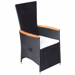 vidaXL Set da Pranzo da Giardino 9 pz con Cuscini Nero - Vista aggiuntiva 3