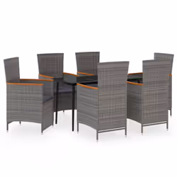 vidaXL Set da Pranzo da Giardino 7 pz con Cuscini Grigio - Vista aggiuntiva 2