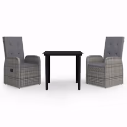 vidaXL Set da Pranzo da Giardino 3 pz con Cuscini Grigio - Vista aggiuntiva 2