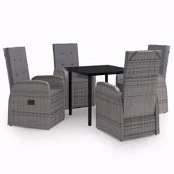 vidaXL Set da Pranzo da Giardino 5 pz con Cuscini Grigio - Vista aggiuntiva 2