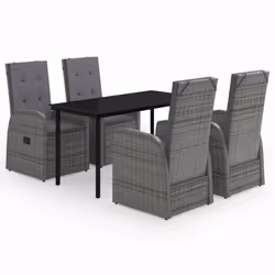 vidaXL Set da Pranzo da Giardino 5 pz con Cuscini Grigio - Vista aggiuntiva 2