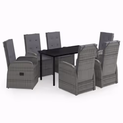 vidaXL Set da Pranzo da Giardino 7 pz con Cuscini Grigio - Vista aggiuntiva 2