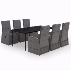 vidaXL Set da Pranzo da Giardino 7 pz con Cuscini Grigio - Vista aggiuntiva 2