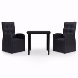 vidaXL Set da Pranzo da Giardino 3 pz con Cuscini Nero - Vista aggiuntiva 2