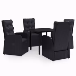 vidaXL Set da Pranzo da Giardino 5 pz con Cuscini Nero - Vista aggiuntiva 2