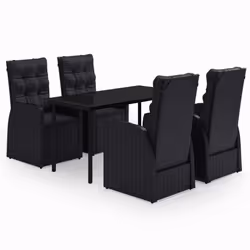 vidaXL Set da Pranzo da Giardino 5 pz con Cuscini Nero - Vista aggiuntiva 2