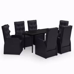 vidaXL Set da Pranzo da Giardino 7 pz con Cuscini Nero - Vista aggiuntiva 2