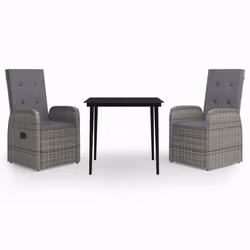 vidaXL Set da Pranzo da Giardino 3 pz con Cuscini Grigio - Vista aggiuntiva 2
