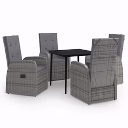 vidaXL Set da Pranzo da Giardino 5 pz con Cuscini Grigio - Vista aggiuntiva 2