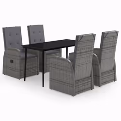 vidaXL Set da Pranzo da Giardino 5 pz con Cuscini Grigio - Vista aggiuntiva 2