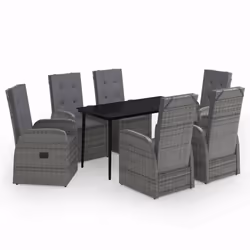 vidaXL Set da Pranzo da Giardino 7 pz con Cuscini Grigio - Vista aggiuntiva 2