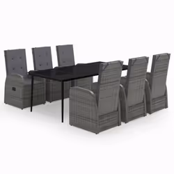 vidaXL Set da Pranzo da Giardino 7 pz con Cuscini Grigio - Vista aggiuntiva 2