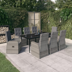vidaXL Set da Pranzo da Giardino 9 pz con Cuscini Grigio