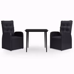 vidaXL Set da Pranzo da Giardino 3 pz con Cuscini Nero - Vista aggiuntiva 2