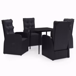 vidaXL Set da Pranzo da Giardino 5 pz con Cuscini Nero - Vista aggiuntiva 2