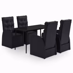 vidaXL Set da Pranzo da Giardino 5 pz con Cuscini Nero - Vista aggiuntiva 2