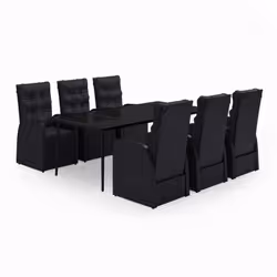vidaXL Set da Pranzo da Giardino 7 pz con Cuscini Nero - Vista aggiuntiva 2