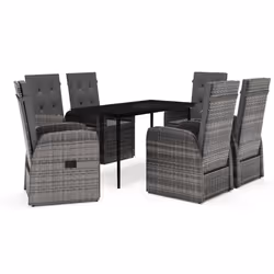 vidaXL Set da Pranzo da Giardino 7 pz con Cuscini Grigio - Vista aggiuntiva 2