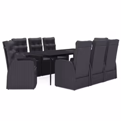 vidaXL Set da Pranzo da Giardino 9 pz con Cuscini Nero - Vista aggiuntiva 2