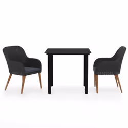 vidaXL Set da Pranzo da Giardino 3 pz con Cuscini Nero - Vista aggiuntiva 2