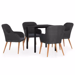 vidaXL Set da Pranzo da Giardino 5 pz con Cuscini Nero - Vista aggiuntiva 2